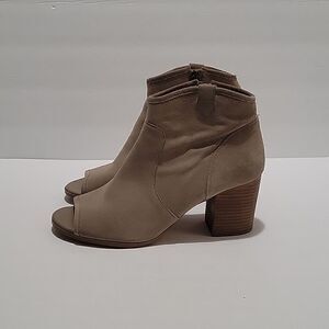 Crown Vintage Frankie Suede Peep Toe Stacked Heel Boots
